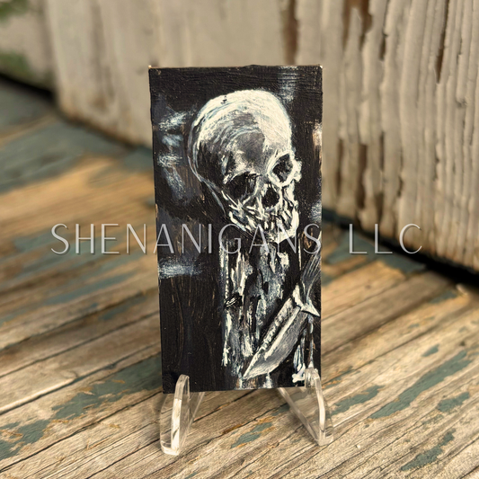 Skeleton Mini Tile Painting by IrisISBeauty - Handpainted Micro Art