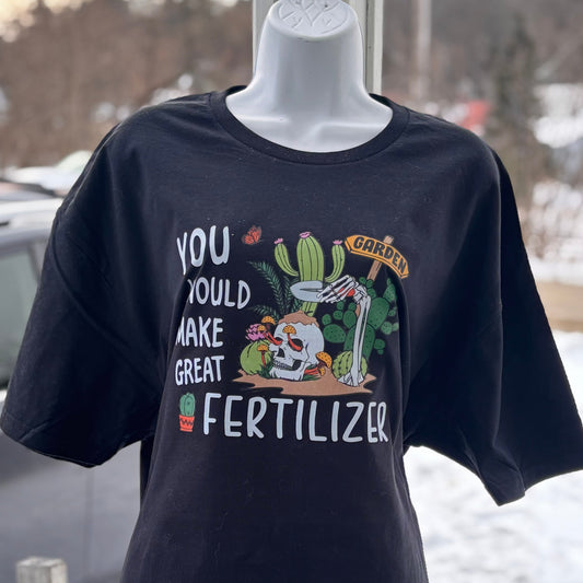 You'd Make Great Fertilizer, Black Tee Shirt, Hoodie, Skull, Plant, Succulent, Skeleton, Cottagecore