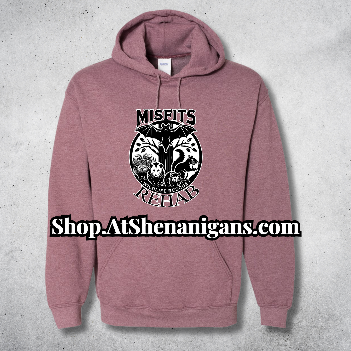 Misfits Rehab Wildlife Support Apparel - Official Merch - Hooded Sweater Maroon