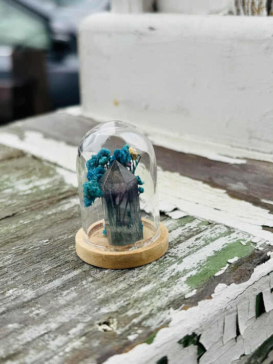 Purple & Blue Striped Flourite Point, Tower, Obelisk 1.75" Dome Jar