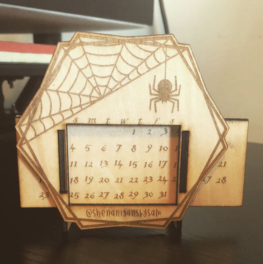 Mini Perpetual Desk Calendar - Spider Web