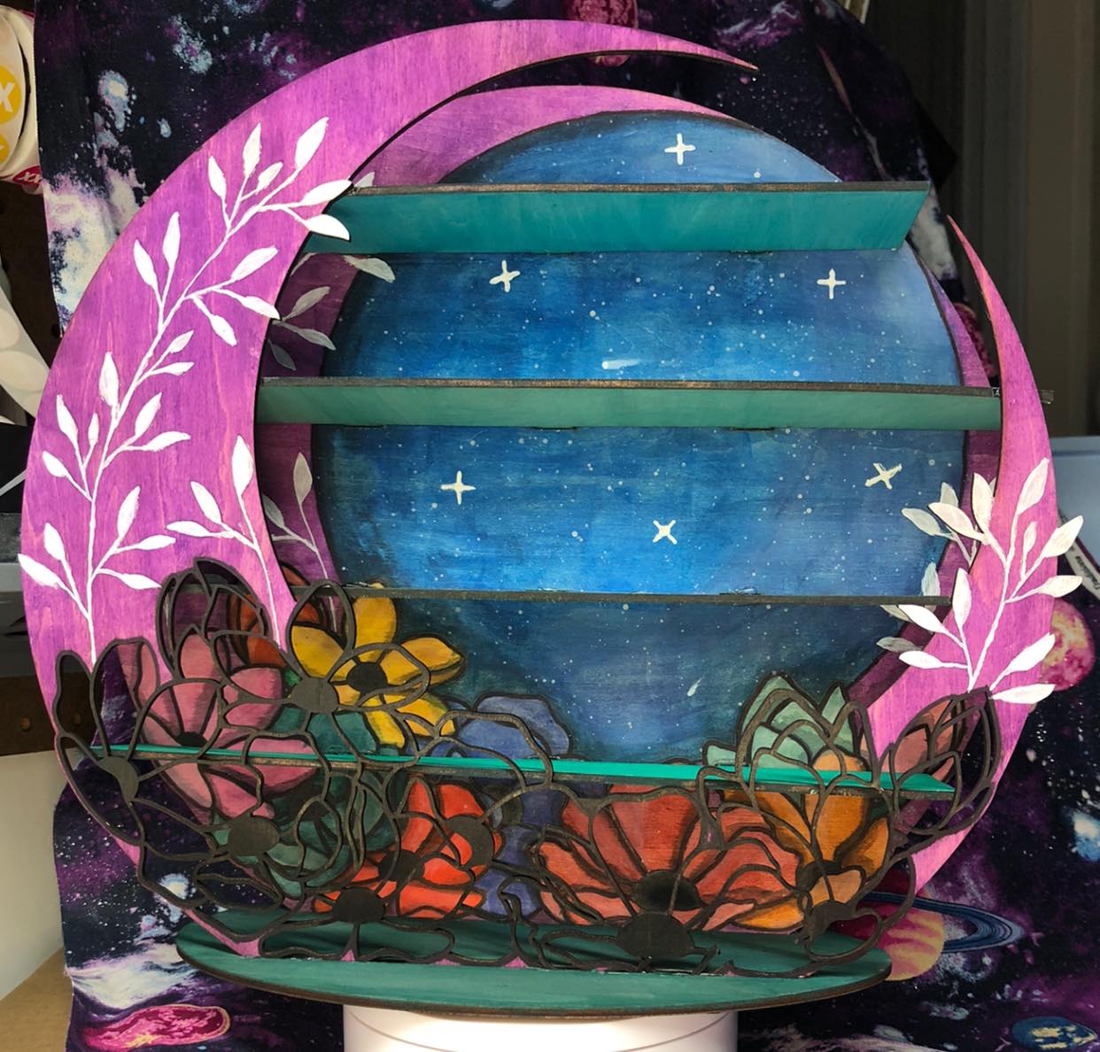 Moon & Flowers Shelf - Finished Product