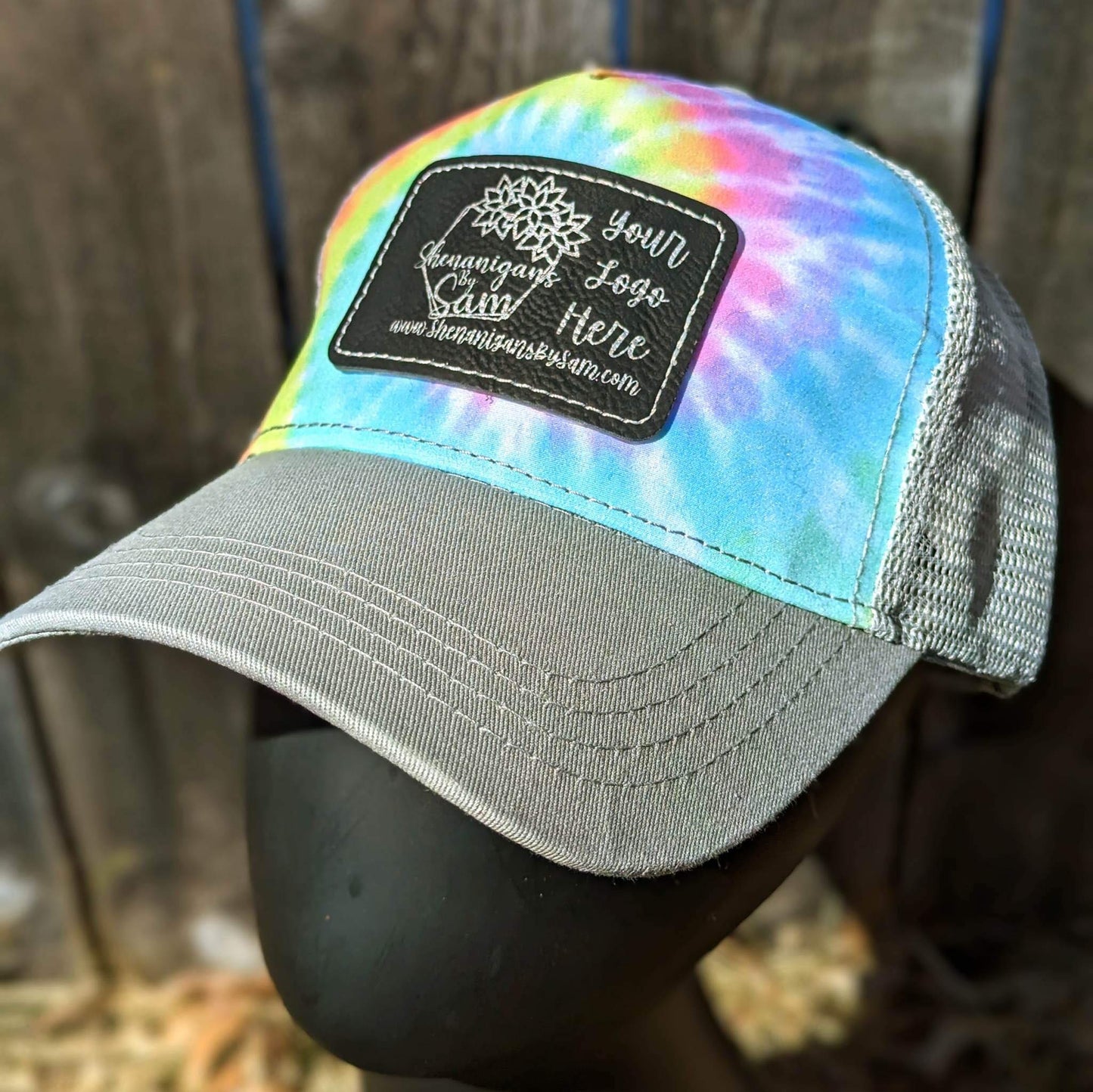 Tie Dye 6 Panel Snap Mesh Back Trucker Hat with Patch
