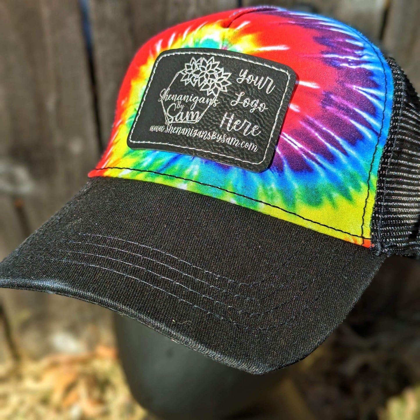 Tie Dye 6 Panel Snap Mesh Back Trucker Hat with Patch
