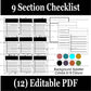 9 Section Checklist - To Do List - Chore List *DIGITAL DOWNLOAD*