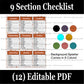 9 Section Checklist - To Do List - Chore List *DIGITAL DOWNLOAD*