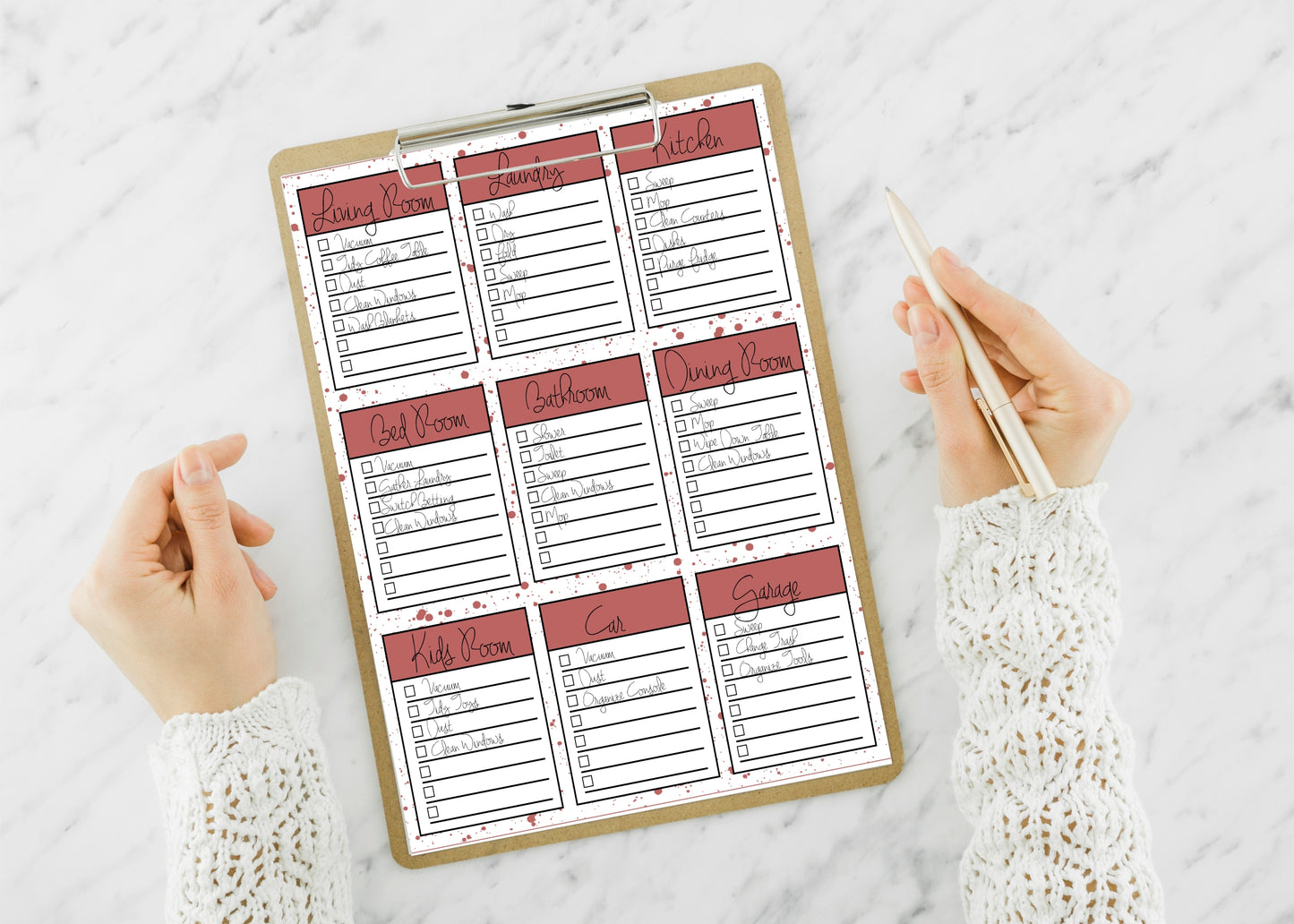 9 Section Checklist - To Do List - Chore List *DIGITAL DOWNLOAD*