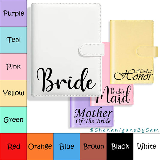 Bridal Leatherette A6 Binder, Budget Binder, Planner, Notebook