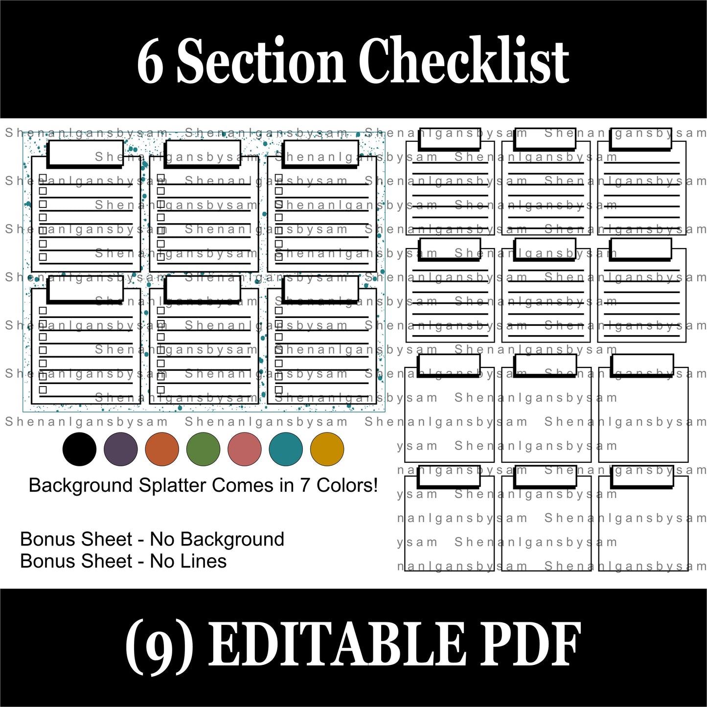 6 Section Checklist - To Do List - Chore List *DIGITAL DOWNLOAD*