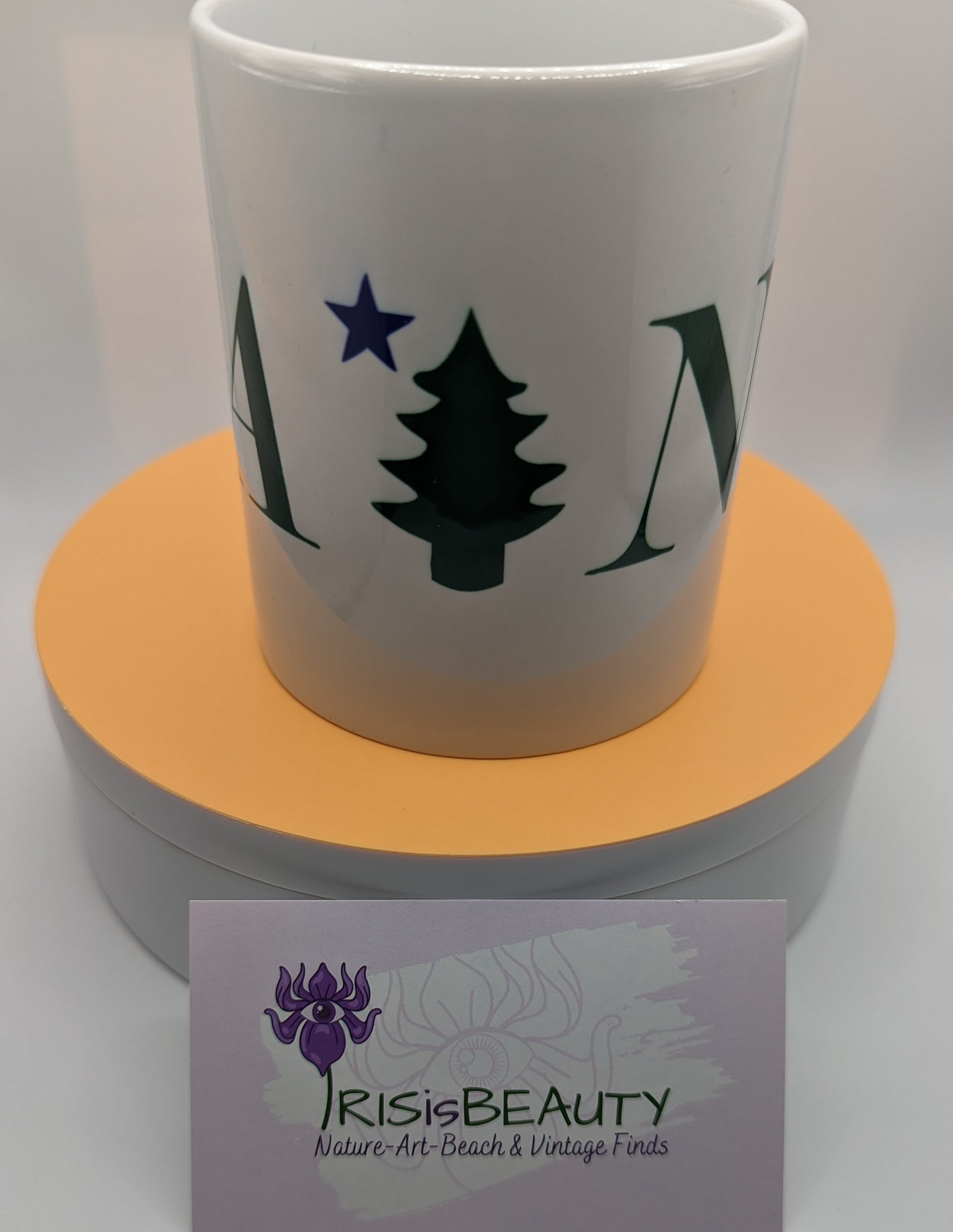 Maine Mug with Original Maine Flag, art design by IRISisBEAUTY